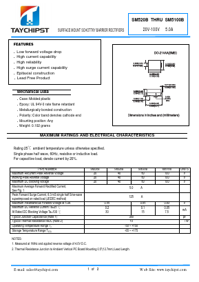 SM520B Datasheet PDF Shenzhen Taychipst Electronic Co., Ltd