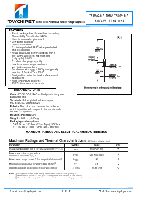 TPSMA12 Datasheet PDF Shenzhen Taychipst Electronic Co., Ltd