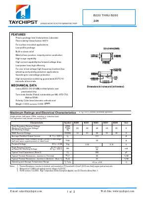 B220 Datasheet PDF Shenzhen Taychipst Electronic Co., Ltd