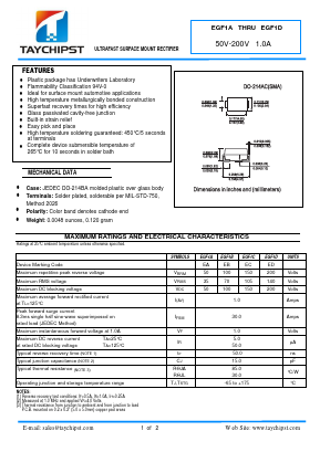 EGF1A Datasheet PDF Shenzhen Taychipst Electronic Co., Ltd