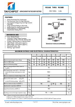 RS3BB Datasheet PDF Shenzhen Taychipst Electronic Co., Ltd