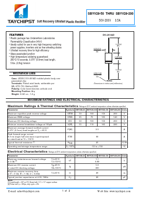 SBYV28-50 Datasheet PDF Shenzhen Taychipst Electronic Co., Ltd