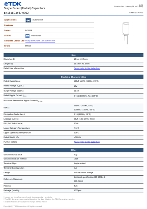 B41858C3567M002 Datasheet PDF TDK Corporation