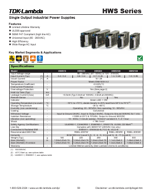 HWS15-15A Datasheet PDF TDK Corporation