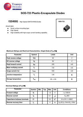 1SS400G Datasheet PDF Transys Electronics Limited