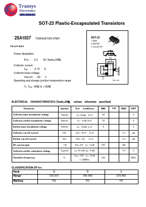 2SA1037 Datasheet PDF Transys Electronics Limited