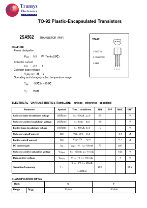 2SA562 Datasheet PDF Transys Electronics Limited