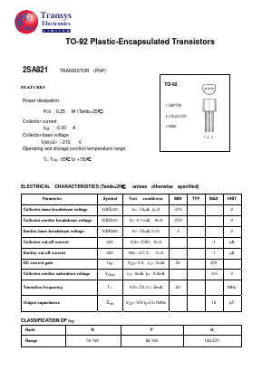 2SA821 Datasheet PDF Transys Electronics Limited