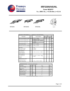 IRF630NS Datasheet PDF Transys Electronics Limited