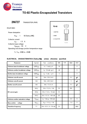 2N6727 Datasheet PDF Transys Electronics Limited