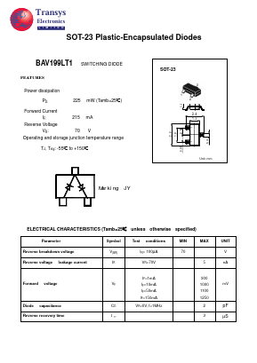 BAV199LT1 Datasheet PDF Transys Electronics Limited