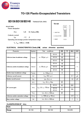 BD136 Datasheet PDF Transys Electronics Limited