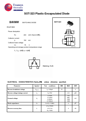 BAV99W Datasheet PDF Transys Electronics Limited