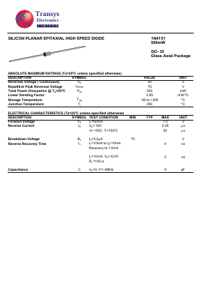 1N4151 Datasheet PDF Transys Electronics Limited