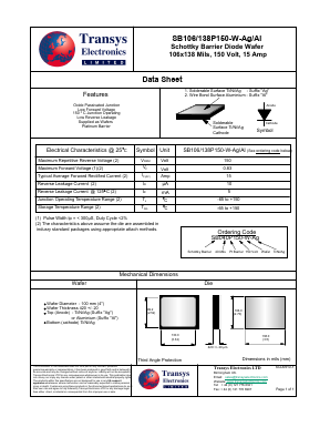 SB138P150-W-AL Datasheet PDF Transys Electronics Limited