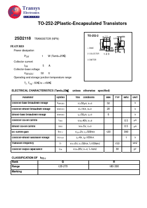 2SD2118 Datasheet PDF Transys Electronics Limited