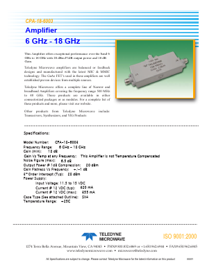 CPA-18-6003 Datasheet PDF Teledyne Technologies Incorporated