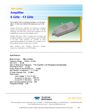TMA-13-6004 Datasheet PDF Teledyne Technologies Incorporated