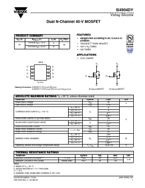 SI4904DY Datasheet PDF Vishay Telefunken