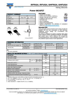 IRFU024 Datasheet PDF Vishay Telefunken