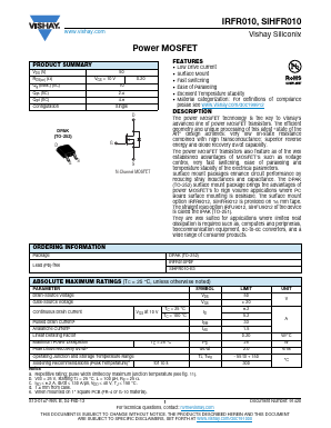 IRFR010 Datasheet PDF Vishay Telefunken