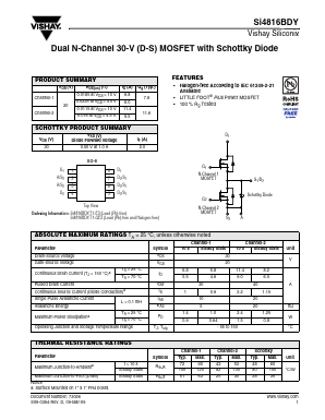 SI4816BD Datasheet PDF Vishay Telefunken
