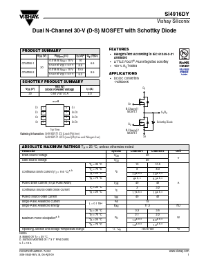 SI4916DY Datasheet PDF Vishay Telefunken
