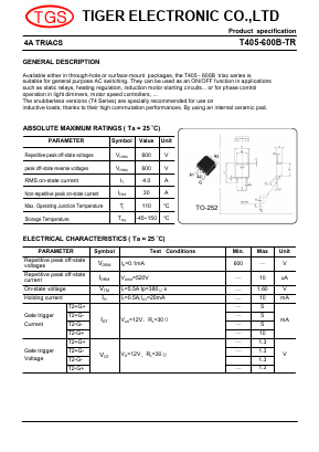 T405-600B-TR Datasheet PDF Tiger Electronic