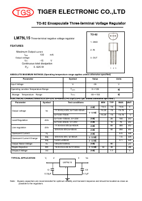 LM79L15 Datasheet PDF Tiger Electronic