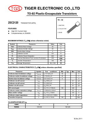 2SC2120 Datasheet PDF Tiger Electronic