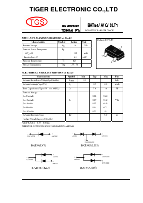 BAT54C Datasheet PDF Tiger Electronic