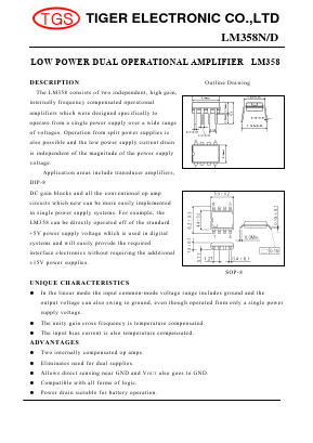 LM358D Datasheet PDF Tiger Electronic