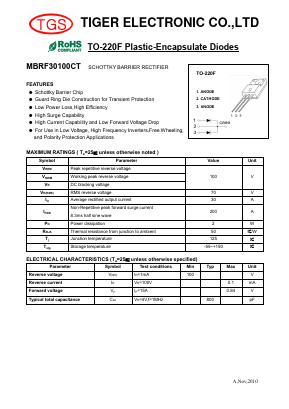 MBRF30100CT Datasheet PDF Tiger Electronic