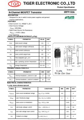 IRFP150A Datasheet PDF Tiger Electronic