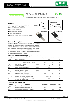 FQP9N90C Datasheet PDF Thinki Semiconductor Co., Ltd.