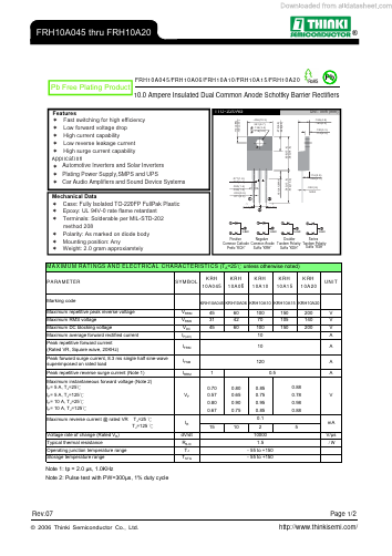FRH10A045 Datasheet PDF Thinki Semiconductor Co., Ltd.
