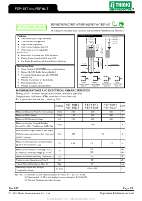 FEP16JT Datasheet PDF Thinki Semiconductor Co., Ltd.