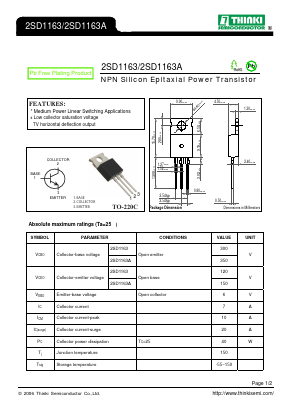 D1163 Datasheet PDF Thinki Semiconductor Co., Ltd.