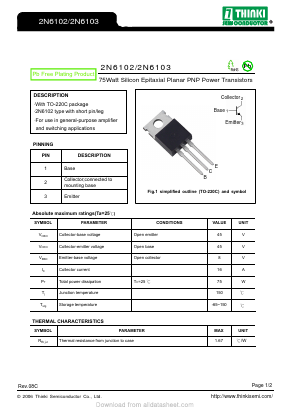 2N6102 Datasheet PDF Thinki Semiconductor Co., Ltd.