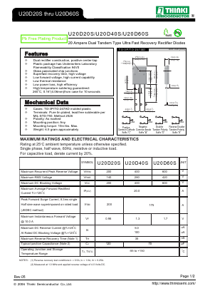 U20D40S Datasheet PDF Thinki Semiconductor Co., Ltd.