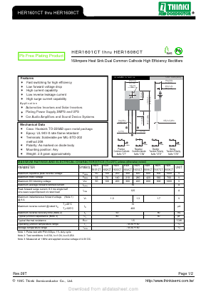 HER1602CTD Datasheet PDF Thinki Semiconductor Co., Ltd.