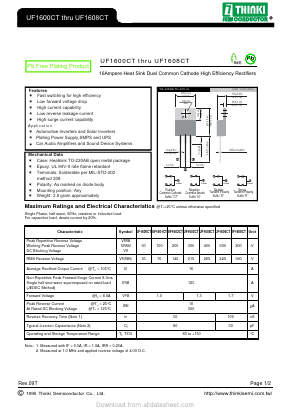 UF1600CT Datasheet PDF Thinki Semiconductor Co., Ltd.