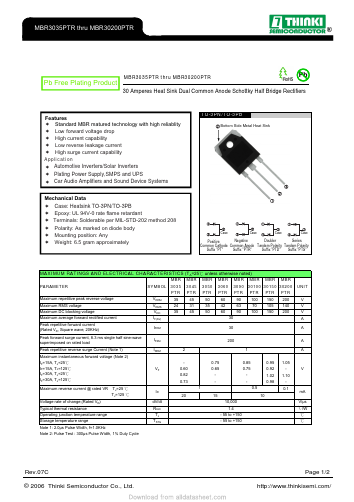 MBR3035PTR Datasheet PDF Thinki Semiconductor Co., Ltd.