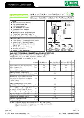 MUR20120CT Datasheet PDF Thinki Semiconductor Co., Ltd.