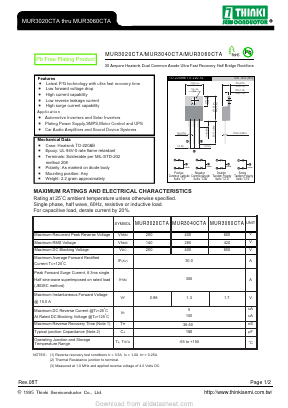 MUR3060CTA Datasheet PDF Thinki Semiconductor Co., Ltd.