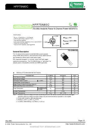 HFP75N80C Datasheet PDF Thinki Semiconductor Co., Ltd.