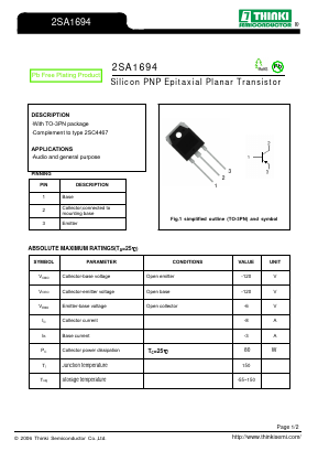 2SA1694 Datasheet PDF Thinki Semiconductor Co., Ltd.