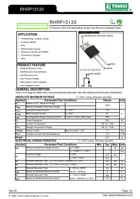 RHRP15120 Datasheet PDF Thinki Semiconductor Co., Ltd.