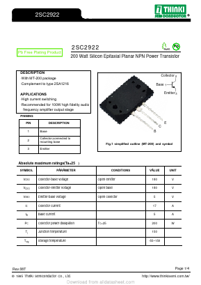 2SC2922 Datasheet PDF Thinki Semiconductor Co., Ltd.