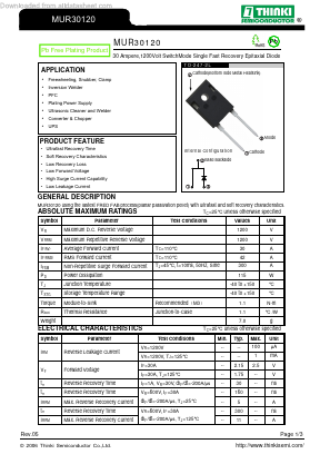 MUR30120 Datasheet PDF Thinki Semiconductor Co., Ltd.